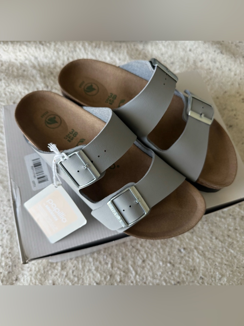 Birkenstock Arizona Flex Platform Womens US Size 7 Narrow Sandals Stone Coin NWB